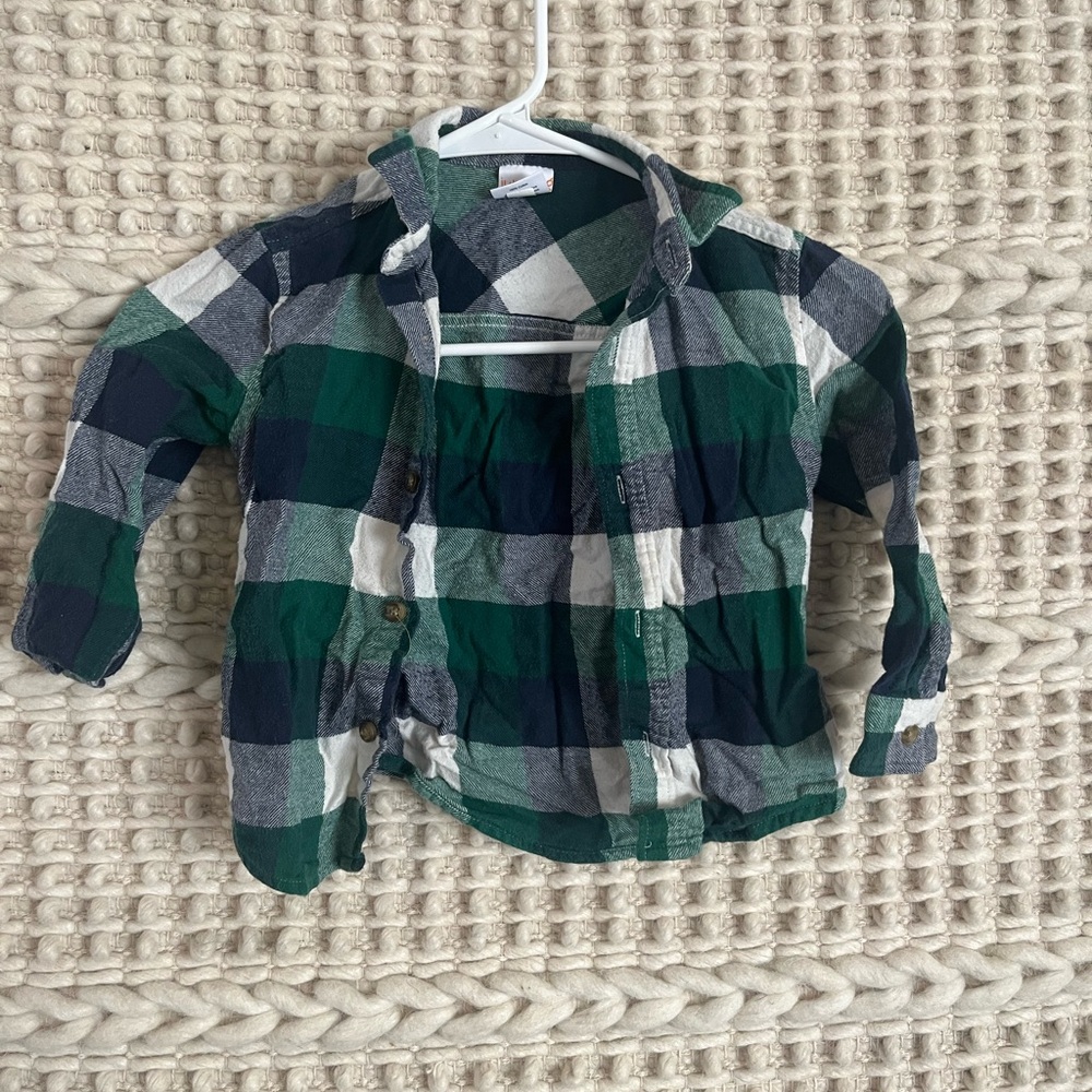 Jumping Beans Green and Blue Plaid Button Down Shirt